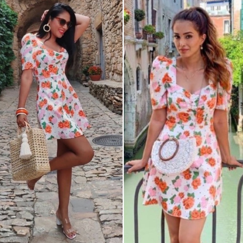 NWT Zara Polka Dot Floral Dress